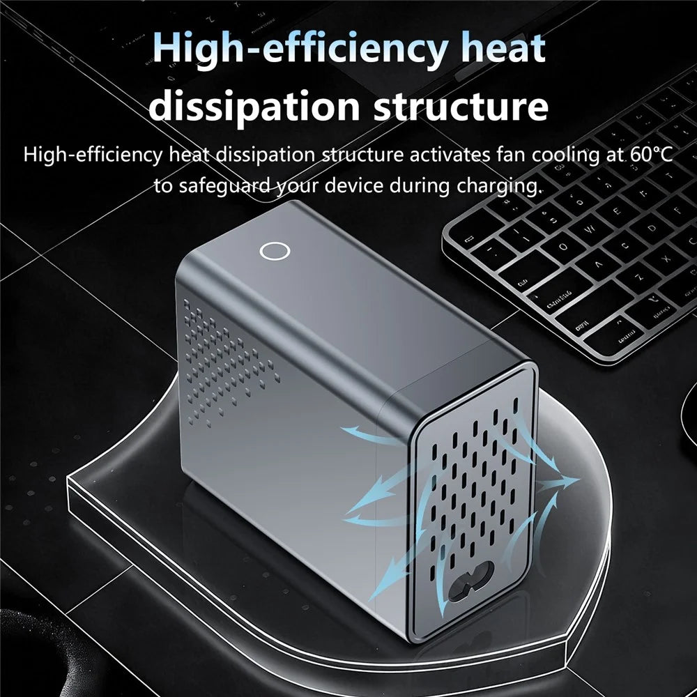 WLX-G3 140W GaN 6-Port Desktop Charger with Digital Display 4 USB-C + 2 USB-A Fast Charging Station for Laptop / Phone / Tablet - US Plug - 6