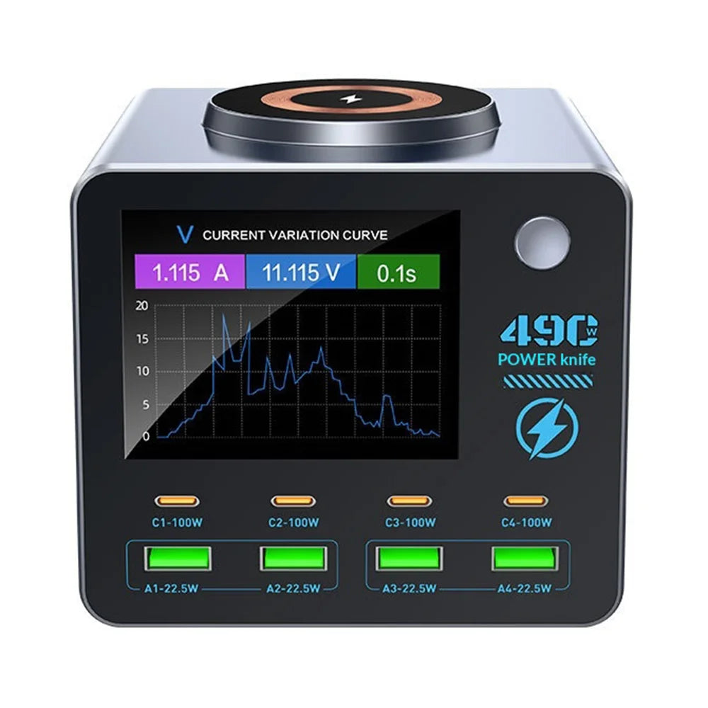 WLX-F1+ Smart Display Wireless Charging Station 100W Fast Charging Multi-Port GaN Desktop Charger - US Plug - 1