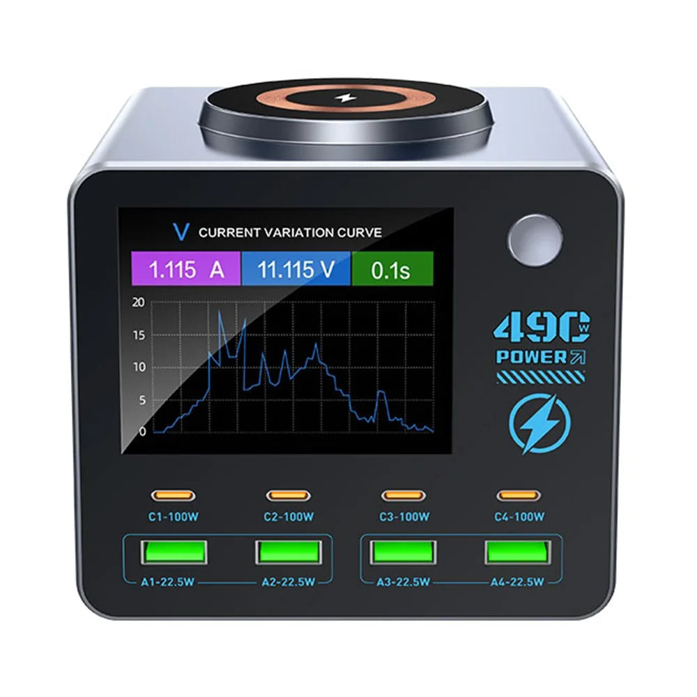 WLX-F1+ Smart Display Wireless Charging Station 100W Fast Charging Multi-Port GaN Desktop Charger - US Plug - 4