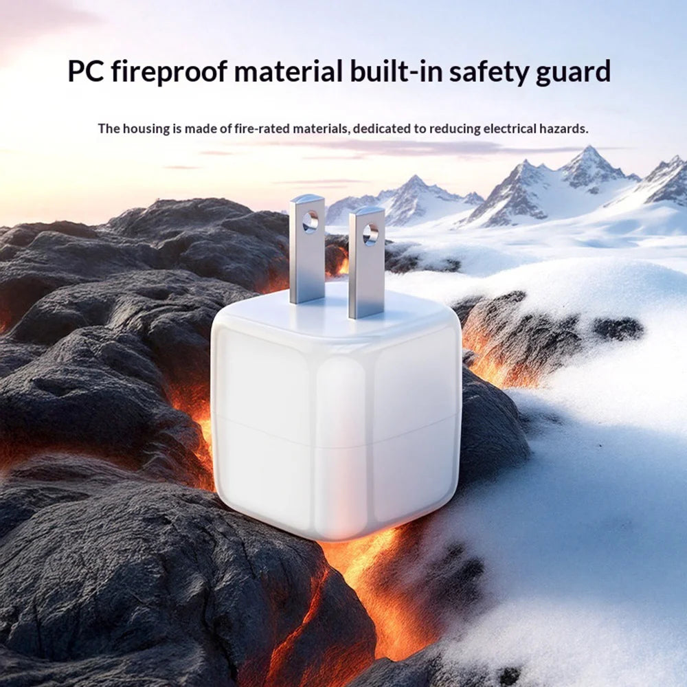 YESIDO YC15U PD 20W Fast Charging USB-C Single Port Charger Mini Cube GaN Power Adapter - White/US Plug - 3