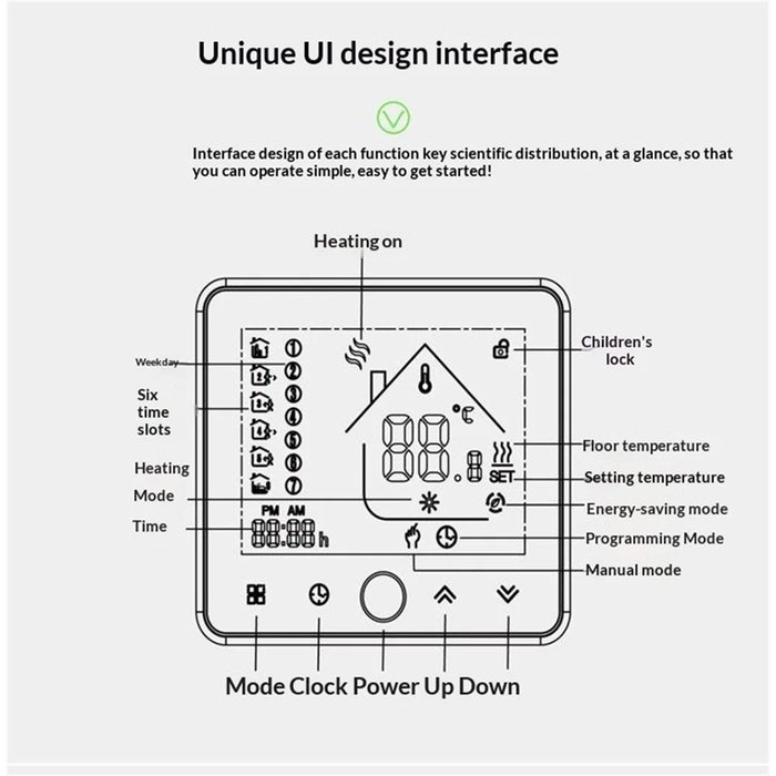 BHT-002GBLZB ZigBee Smart Thermostat Precise Temperature Control LCD Touch Screen Heating Controller - Black - 5