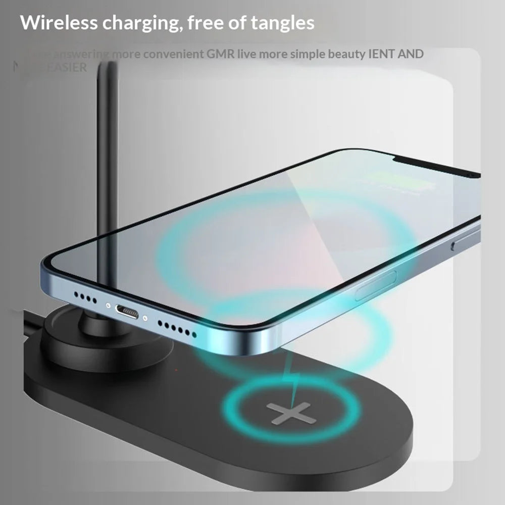 Desk Lamp with 15W Fast Charging Wireless Charger Eye-Care LED Night Light for Office Study - Black - 6