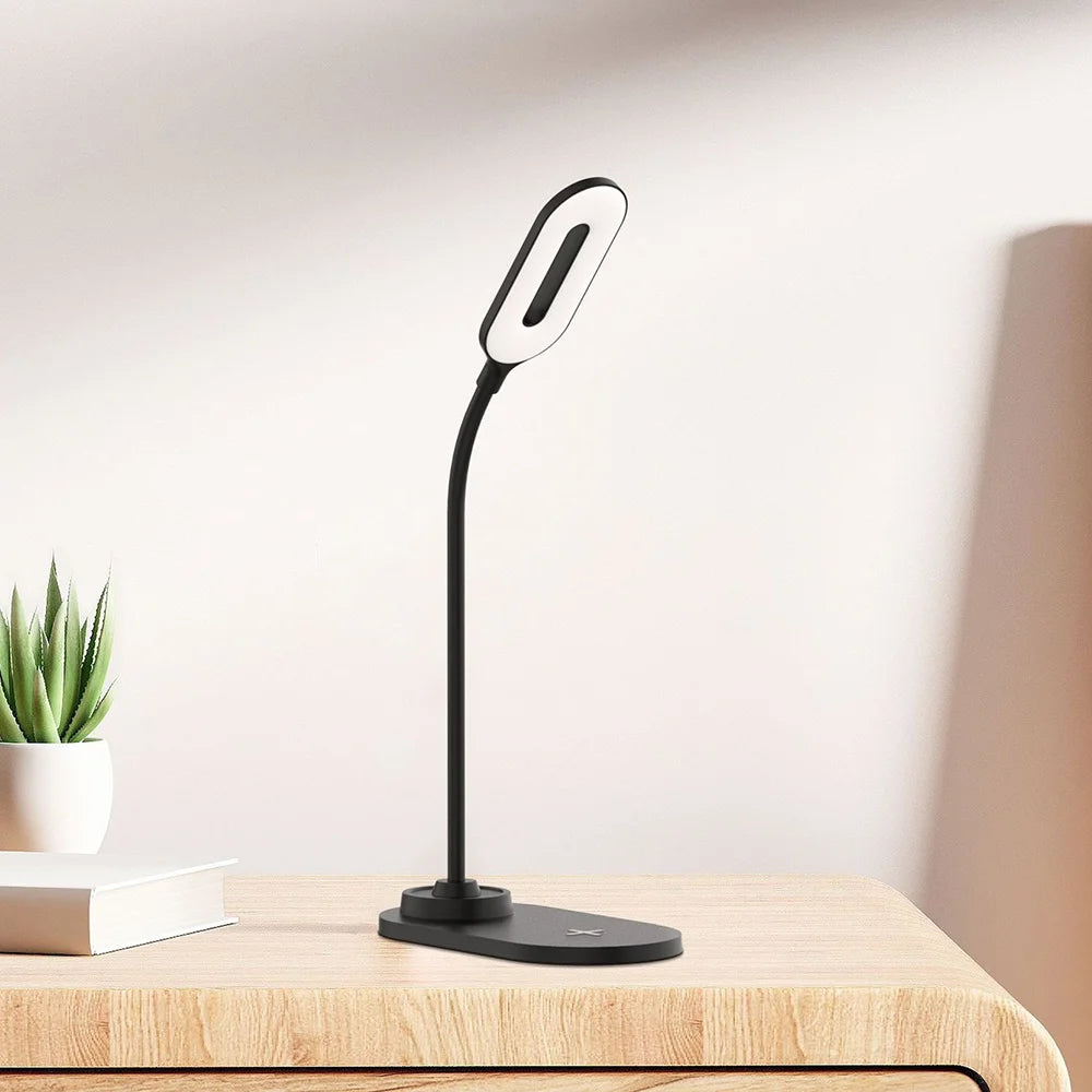Desk Lamp with 15W Fast Charging Wireless Charger Eye-Care LED Night Light for Office Study - Black - 7