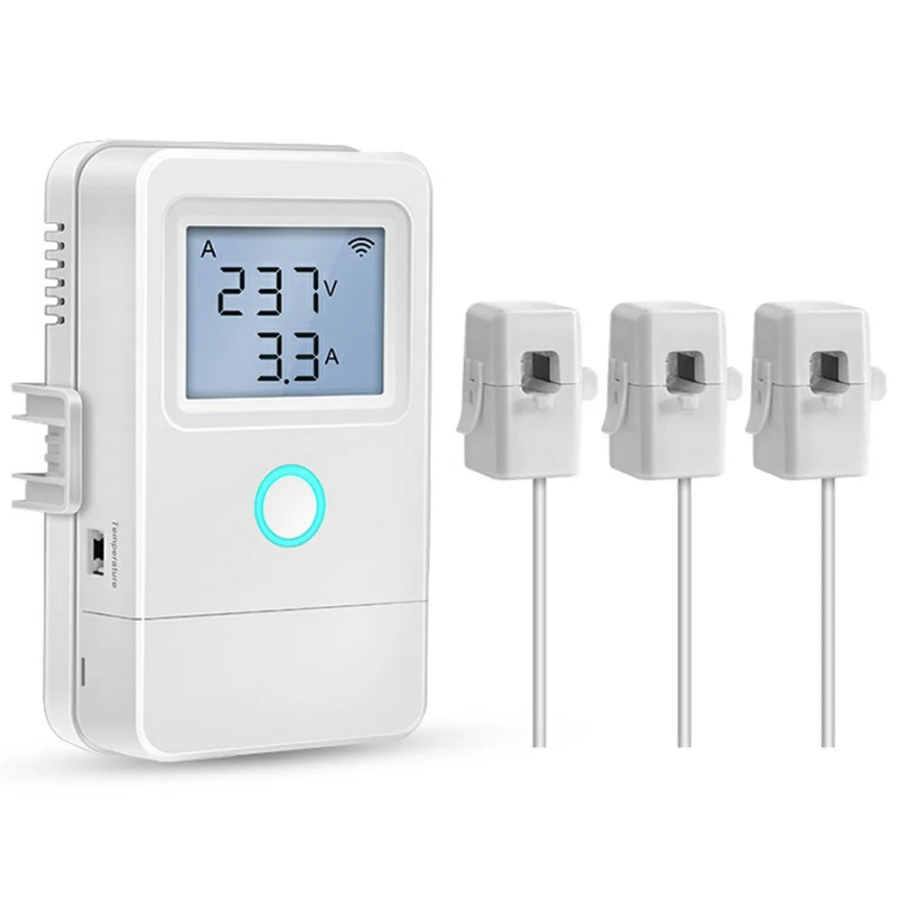 PW03 3-Phase WiFi Smart Energy Meter with LCD Display Temperature Alarm Smart Energy Monitor for Home Industrial - 1