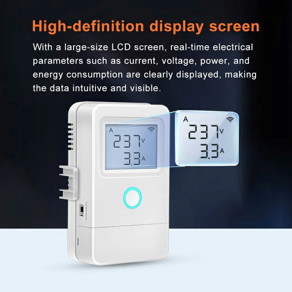 PW03 3-Phase WiFi Smart Energy Meter with LCD Display Temperature Alarm Smart Energy Monitor for Home Industrial - 5