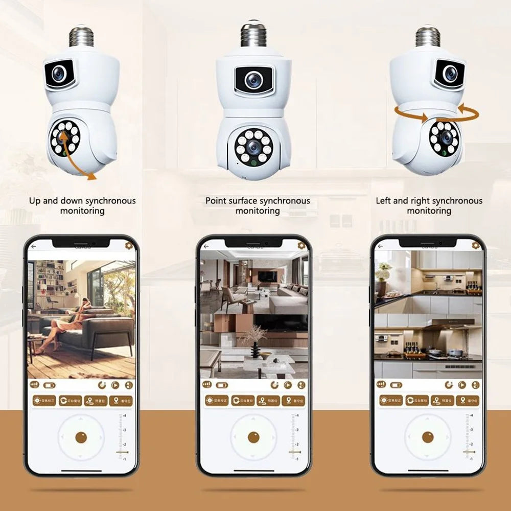 V380 WiFi Dual Lens Bulb Security Camera 360 Degrees Panoramic Night Vision Two-Way Audio Surveillance Camera for Home Outdoor - 3