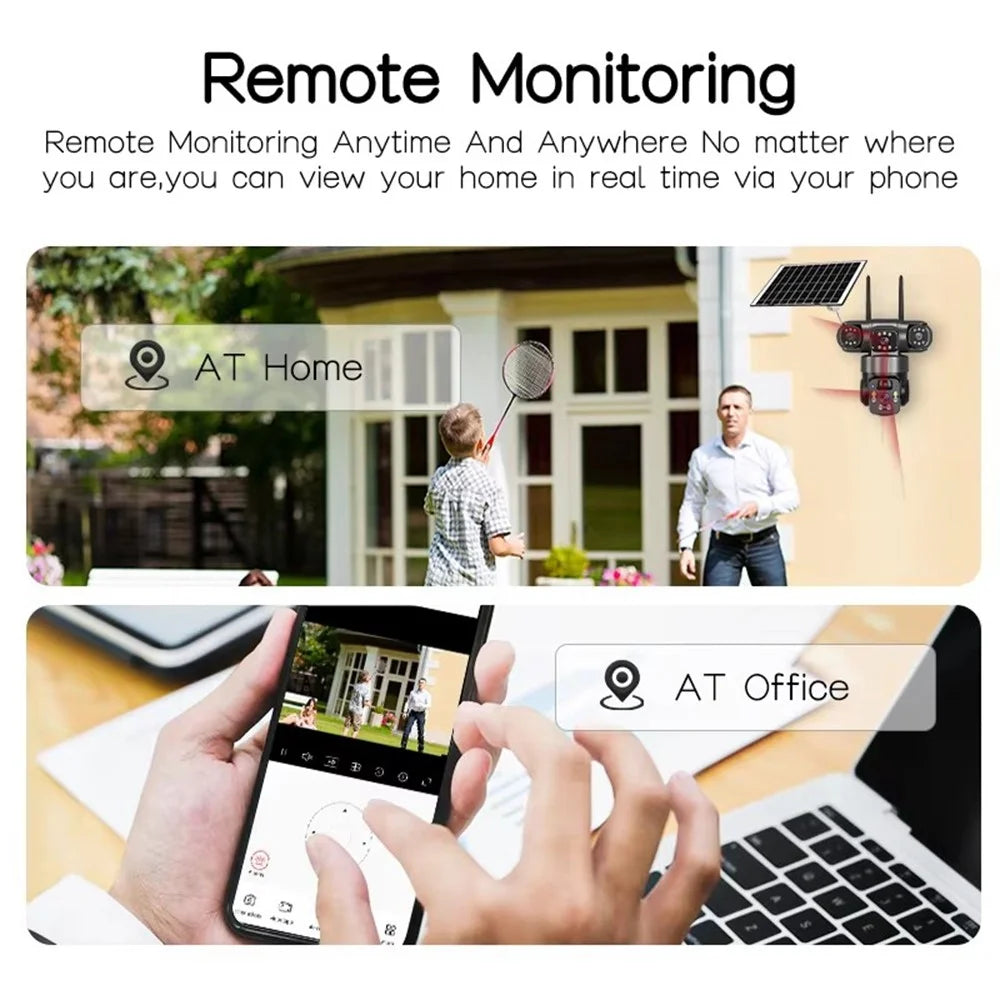 360 Degrees Panoramic Solar Security Camera 3 Screens 6MP Wireless WiFi Outdoor AI Human Detection Monitor Cam - 4