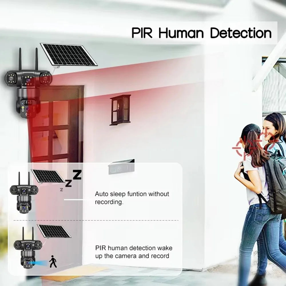 360 Degrees Panoramic Solar Security Camera 3 Screens 6MP Wireless WiFi Outdoor AI Human Detection Monitor Cam - 5