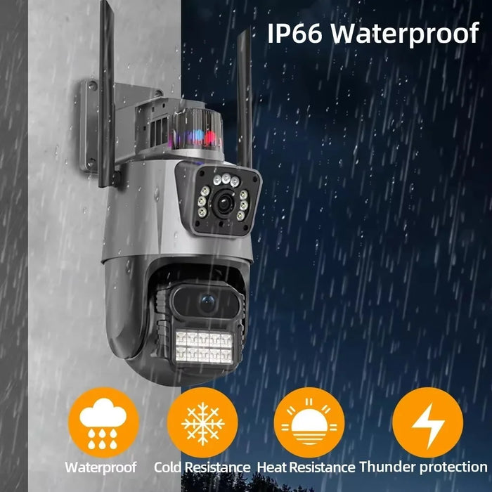 V380 WiFi Dual Lens Dual Screen Security Camera 2MP+2MP HD Outdoor Wireless PTZ IP Surveilance Camera with Night Vision - EU Plug - 2