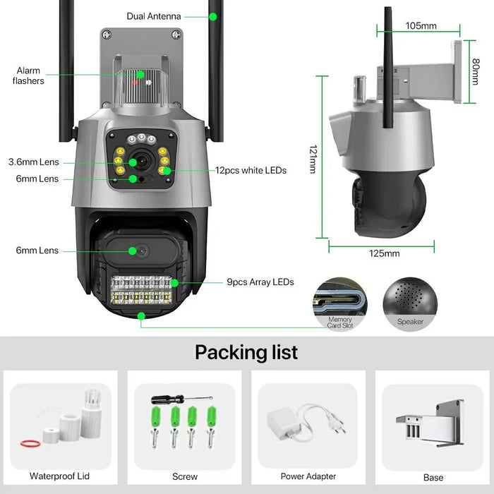 V380 4G Dual Lens Dual Screen Security Camera 2MP+2MP HD Outdoor Wireless PTZ IP Surveilance Camera with Night Vision - EU Plug - 7