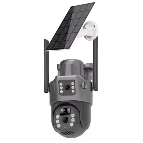 V380 WiFi Solar Security Camera Dual Lens 4MP Waterproof 360 Degrees Pan-Tilt Night Vision Surveillance Camera for Outdoor - 1