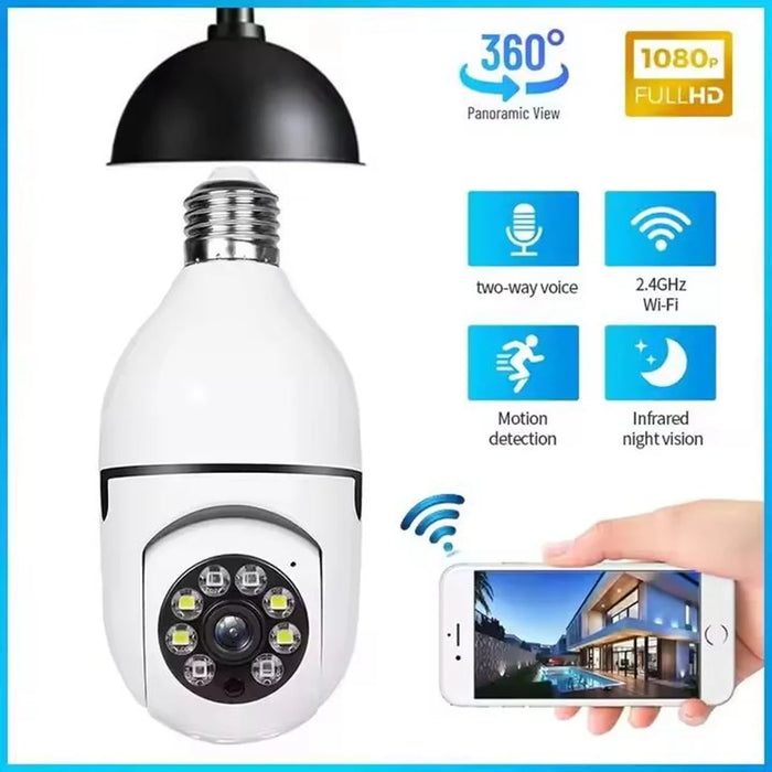 WiFi Bulb Security Camera Wireless 360° Panoramic Night Vision Surveillance Camera for Home - 2