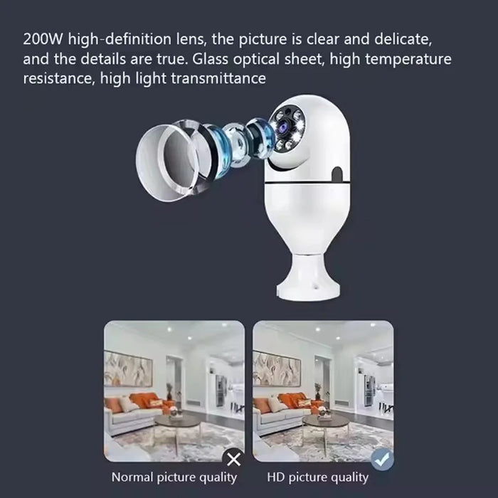 WiFi Bulb Security Camera Wireless 360° Panoramic Night Vision Surveillance Camera for Home - 3