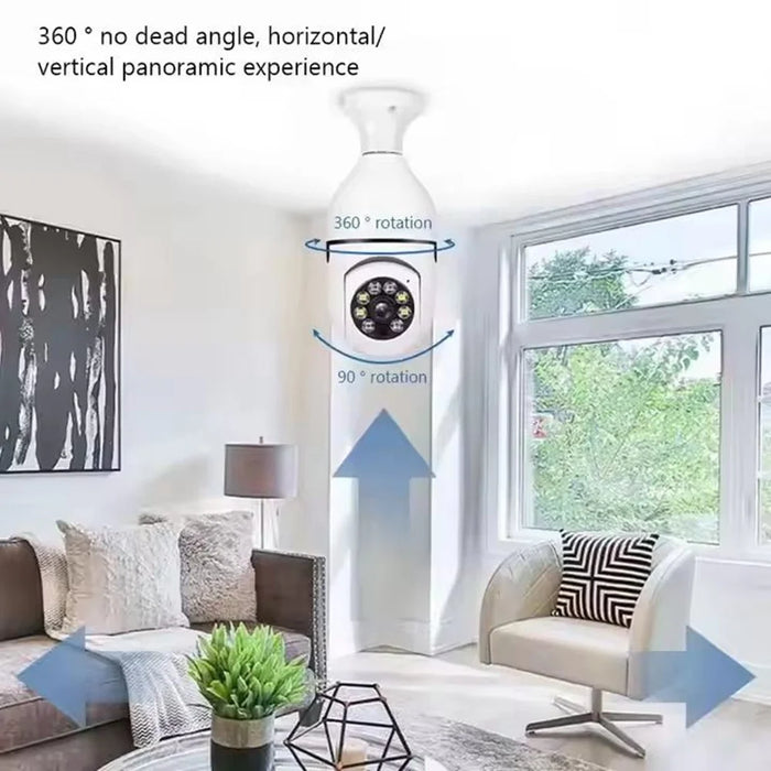 WiFi Bulb Security Camera Wireless 360° Panoramic Night Vision Surveillance Camera for Home - 5