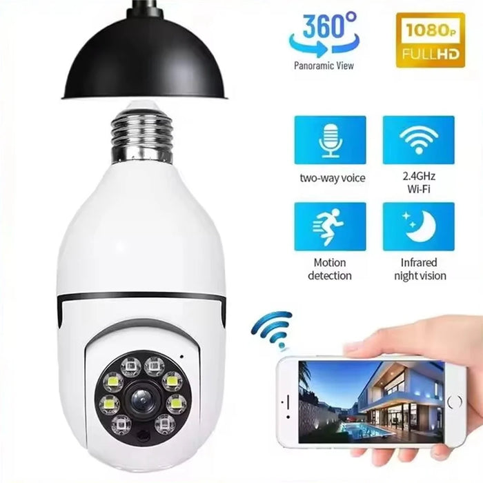 E27 Bulb Camera 360 Degree Pan 1080P Full HD Wireless Security Monitor Night Vision WiFi Camera - White - 2