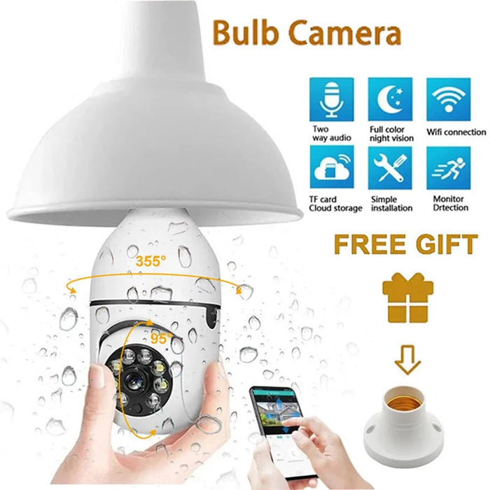 E27 Bulb Camera 360 Degree Pan 1080P Full HD Wireless Security Monitor Night Vision WiFi Camera - White - 3