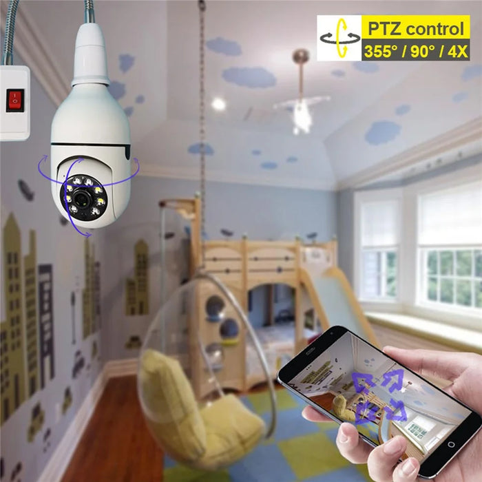 E27 Bulb Camera 360 Degree Pan 1080P Full HD Wireless Security Monitor Night Vision WiFi Camera - White - 7
