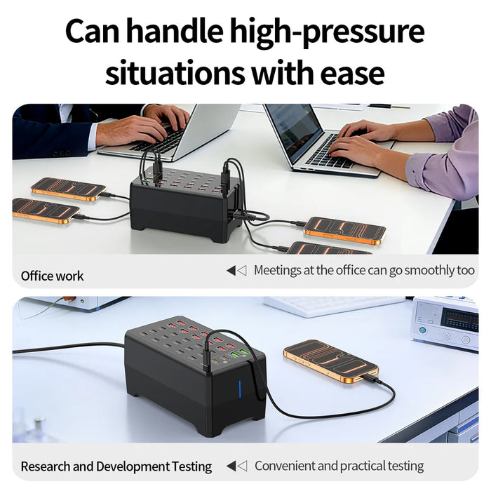 WLX-268F USB-A + Type-C 30-Port Charging Station 30W Fast Charging Desktop Charger Hub for Phone Tablet - US Plug - 4