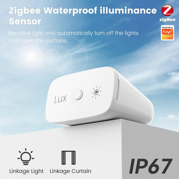 MG-GZ100-W-ZIG Zigbee Light Sensor IP67 Waterproof Wireless Illumination Detector Brightness Sensing Device for Smart Curtain Lighting Control - White - 2