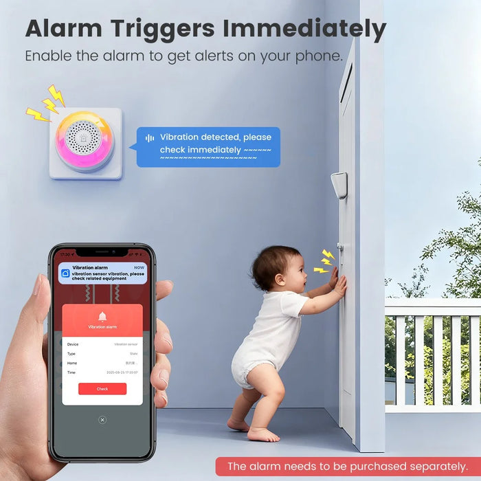 ZD100 Zigbee 3-In-1 Vibration Sensor IP67 Waterproof Tilt Drop Smart Alarm for Security Monitor - White - 4