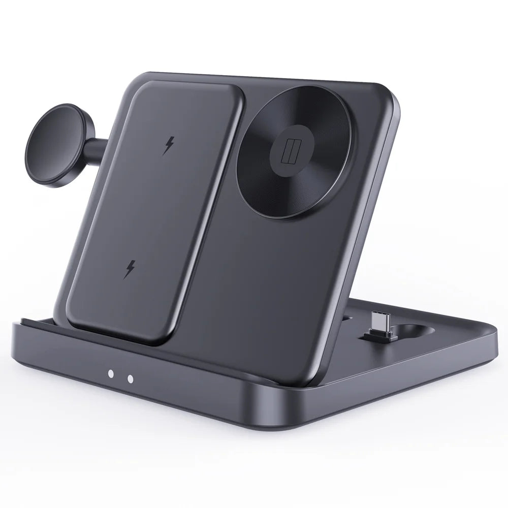 F16S 3 in 1 Wireless Charger for Samsung Galaxy Z Fold / Flip Series Phones / Samrt Watch / Earbuds Foldable Charging Station - Black - 1