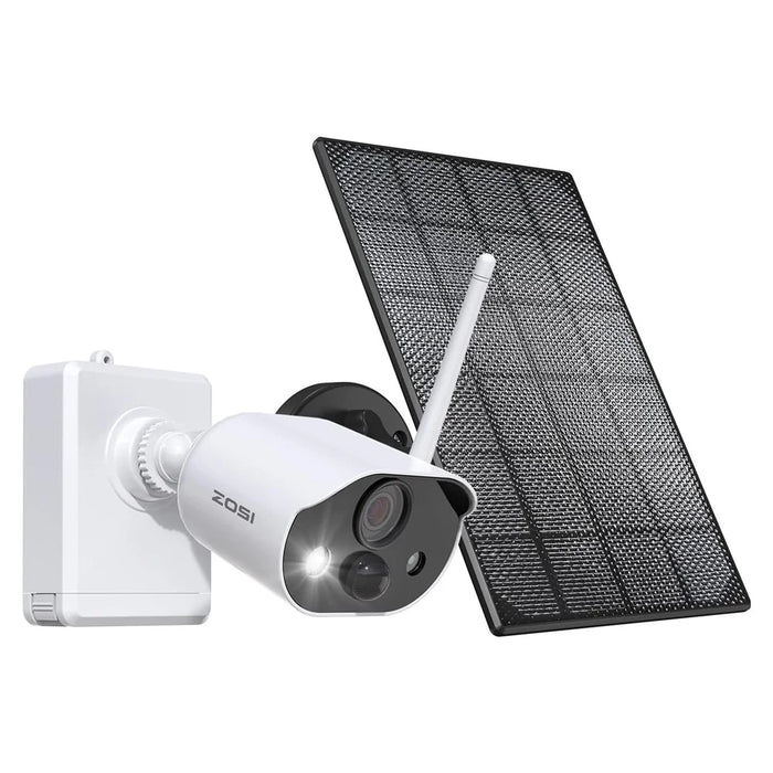 ZOSI C-306 Pro 3MP 2K Solar-Powered Security Camera Wireless Outdoor Battery Powered PIR Motion Detection Safety Camera (No Memory Card) - White - 1