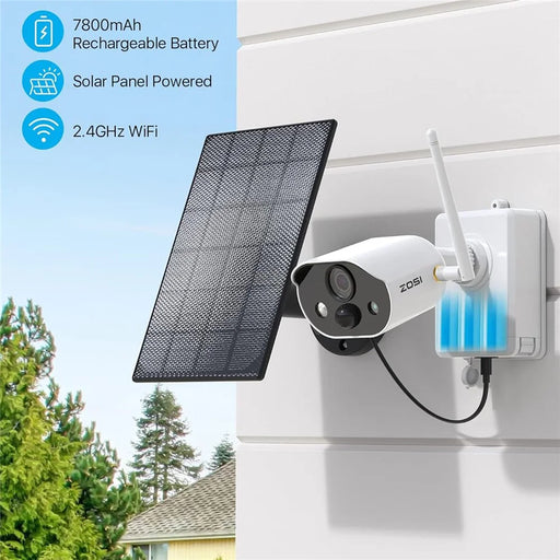 ZOSI C-306 Pro 3MP 2K Solar-Powered Security Camera Wireless Outdoor Battery Powered PIR Motion Detection Safety Camera (No Memory Card) - White - 2