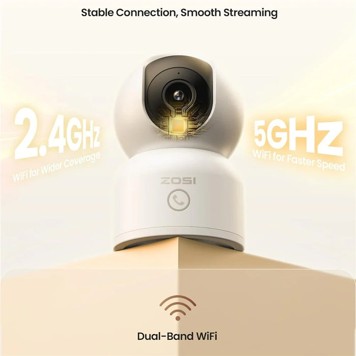 ZOSI C518 4K Security Camera WiFi 355 Degreee Pan 75 Degree Tilt Pet Baby Monitor Auto Tracking AI Human Pet Detection Night Vision Two Way Audio Indoor Safety Camera (No Memory Card) - White - 6