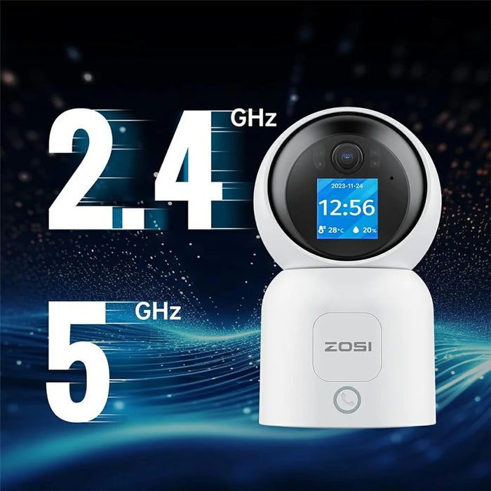 ZOSI C519M 4MP Smart WiFi Security Camera 360 Degree Pan 90 Degree Tilt 1.44 Inch Screen Two-way Video Call Person Detection Night Vision Safety Camera for Home Baby Pet Monitor - White - 6