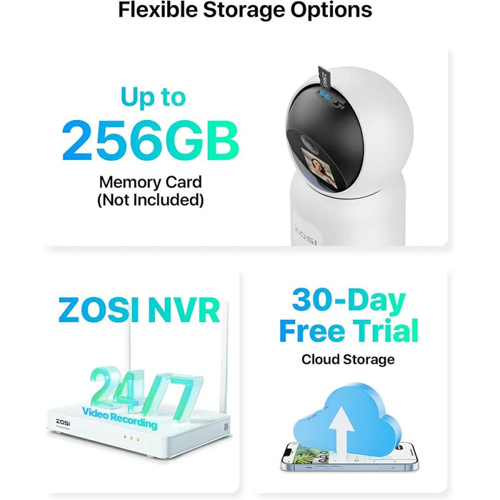ZOSI C519M 4MP Smart WiFi Security Camera 360 Degree Pan 90 Degree Tilt 1.44 Inch Screen Two-way Video Call Person Detection Night Vision Safety Camera for Home Baby Pet Monitor - White - 7