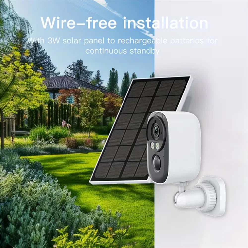D1 3MP Solar Security Camera Wireless WiFi 4K HD Battery Powered Two Way Audio Color Night Vision Outdoor Camera - White - 2