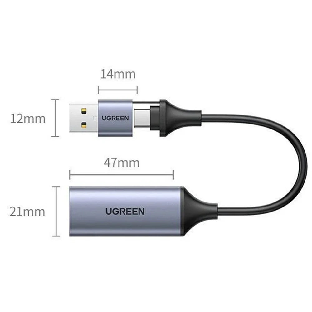 UGREEN 40189 CM489 HD Video Capture Card USB-A + Type-C Dual Interface 4K Input 1080P Output - 5