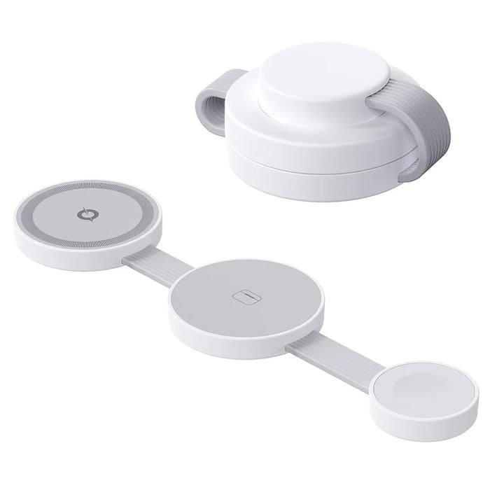 Y333 3 in 1 Wireless Charger for iPhone/AirPods/Apple Watch Foldable Desktop Stand 15W Fast Charging Station - White - 1