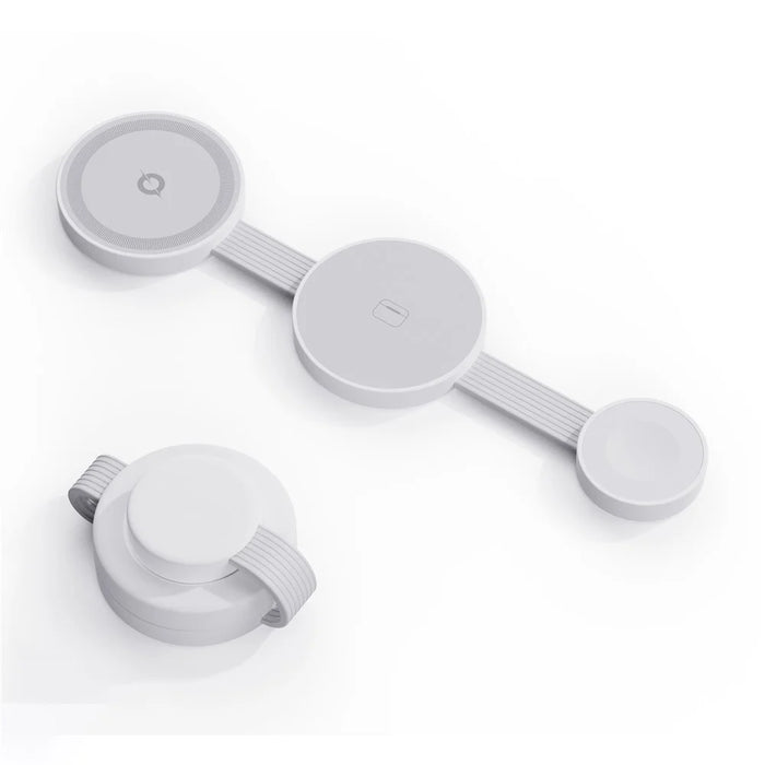 Y333 3 in 1 Wireless Charger for iPhone/AirPods/Apple Watch Foldable Desktop Stand 15W Fast Charging Station - White - 2