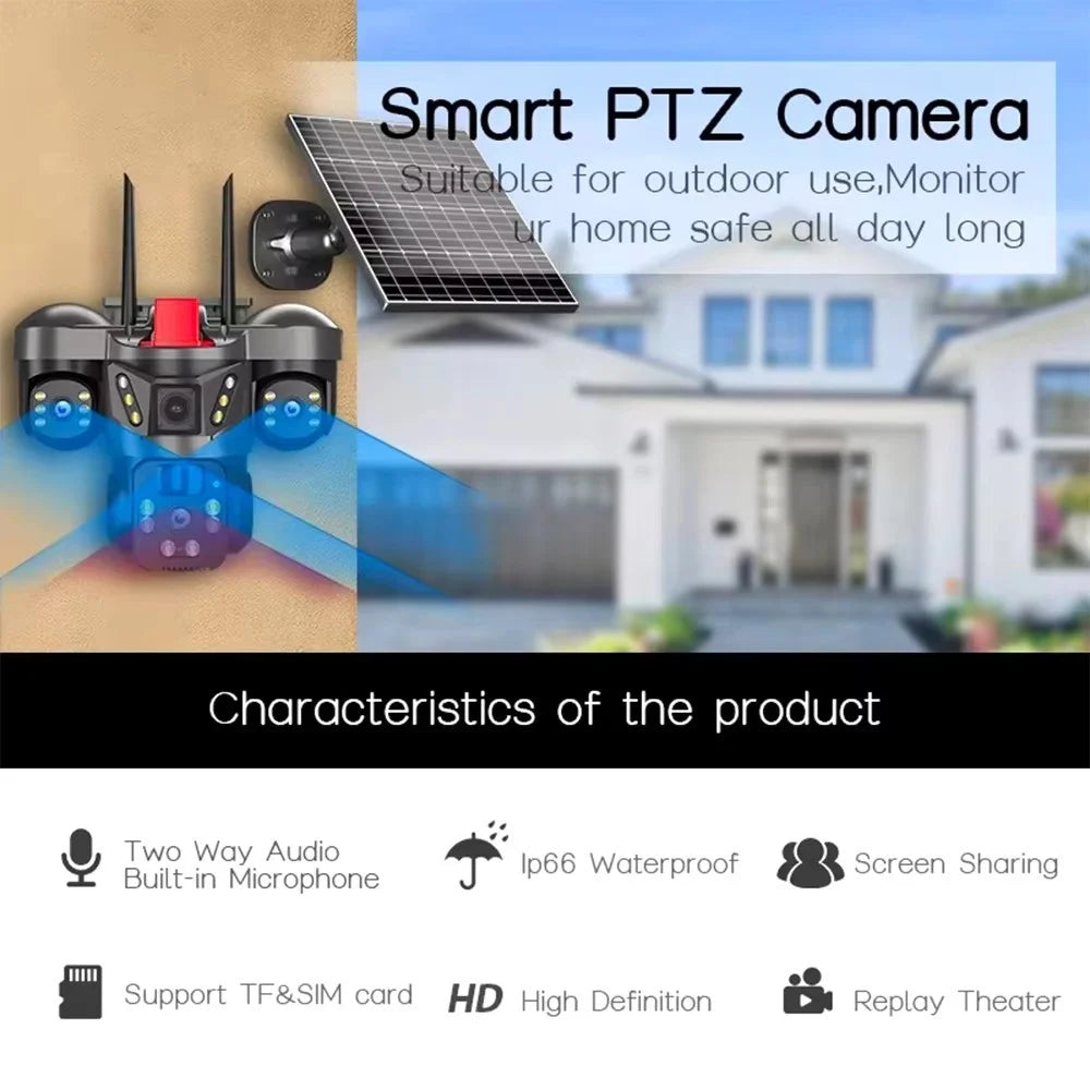 LW21 WiFi 360 Degree Triple-Lens Security Camera Solar Powered Wireless Outdoor 2MP+2MP+2MP PIR Sensor Surveillance Camera - 3