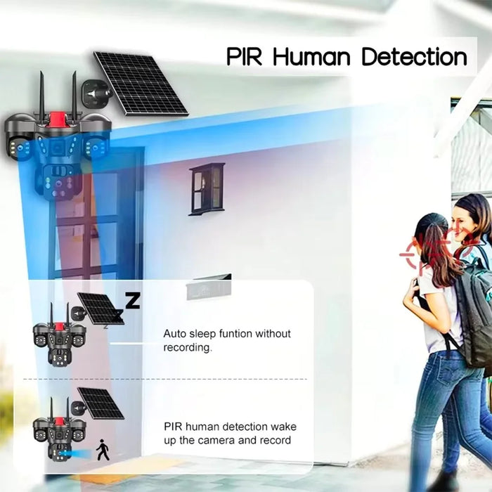 LW21 4G WiFi Triple-Lens 360 Degree Solar Security Camera 2MP+2MP+2MP PIR Sensor IP66 Waterproof Surveillance Camera for Outdoor - 4
