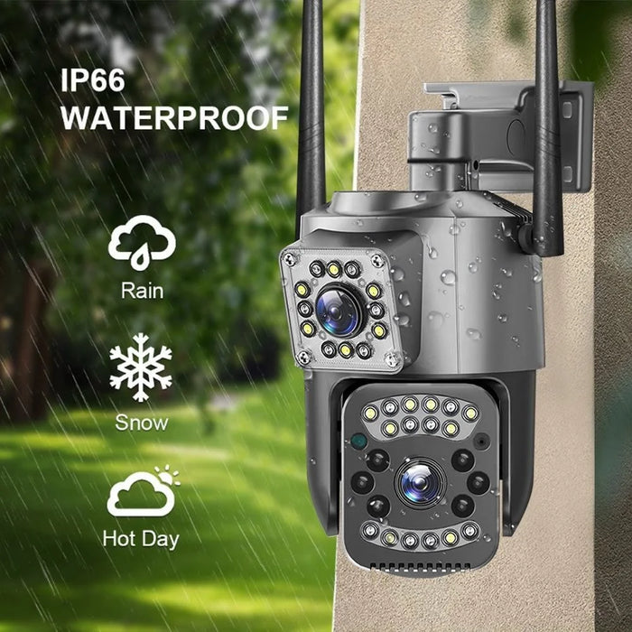 WiFi APP Dual-Lens Security Camera 2MP+2MP Outdoor Waterproof Full Color Night Vision IP66 Weatherproof Safety Camera - EU Plug - 3