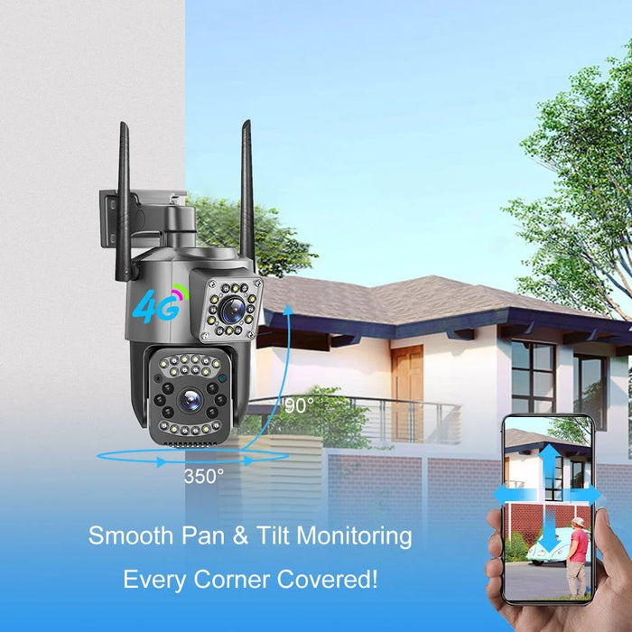 WiFi APP Dual-Lens Security Camera 2MP+2MP Outdoor Waterproof Full Color Night Vision IP66 Weatherproof Safety Camera - EU Plug - 7