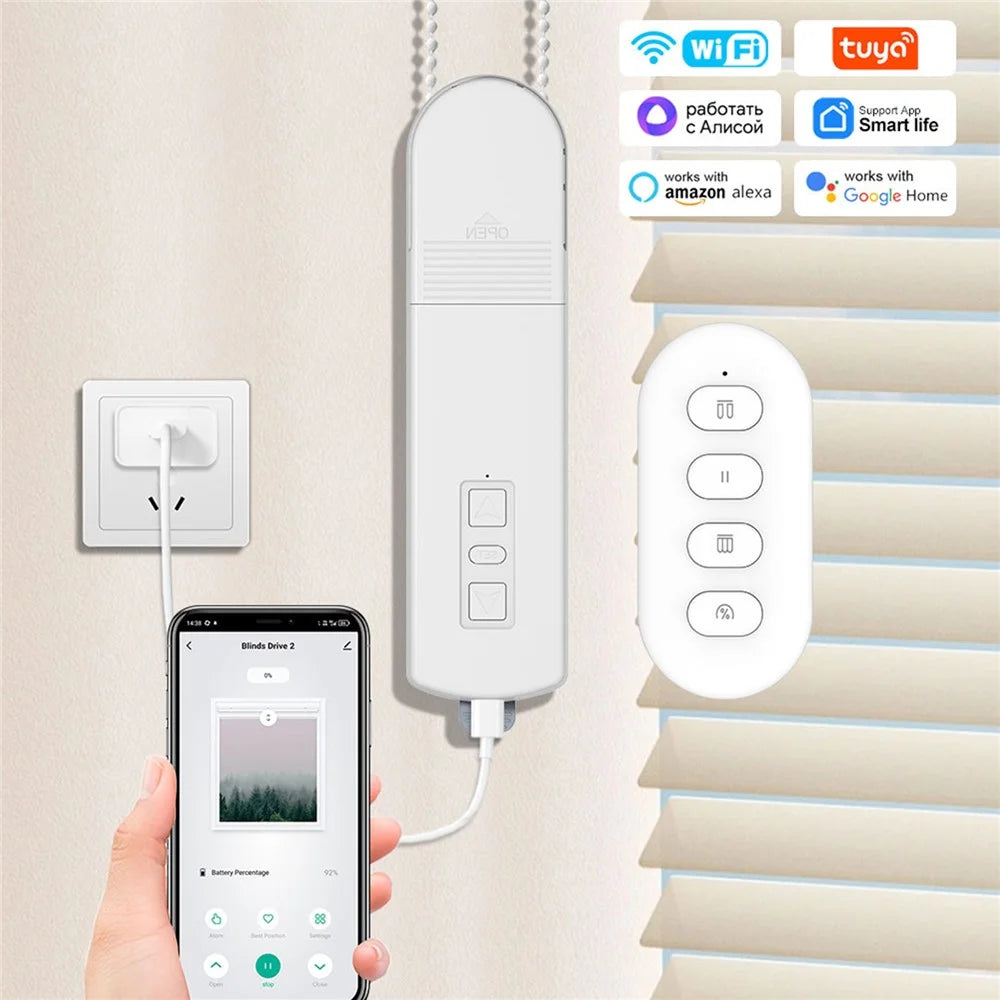 MB60L-ZG-ZT-TY Tuya WiFi Smart Curtain Motor Electric Roller Blinds Motor Voice Control Electric Curtain Controller - EU Plug - 2
