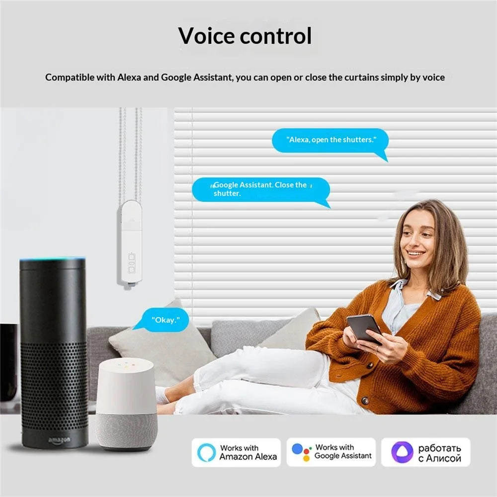 MB60L-ZG-ZT-TY Tuya WiFi Smart Curtain Motor Electric Roller Blinds Motor Voice Control Electric Curtain Controller - EU Plug - 4
