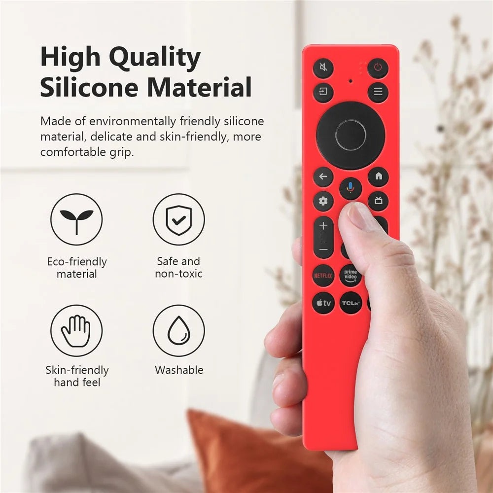 Silicone Case for TCL RC923A  /  RC813A Remote Control Shockproof Anti-slip Diamond Texture Protective Cover - Red - 2