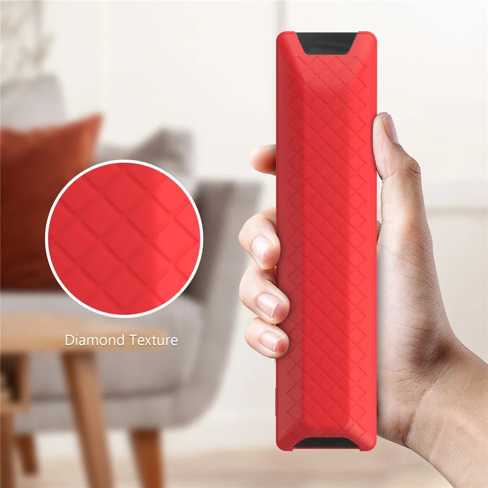 Silicone Case for TCL RC923A  /  RC813A Remote Control Shockproof Anti-slip Diamond Texture Protective Cover - Red - 4