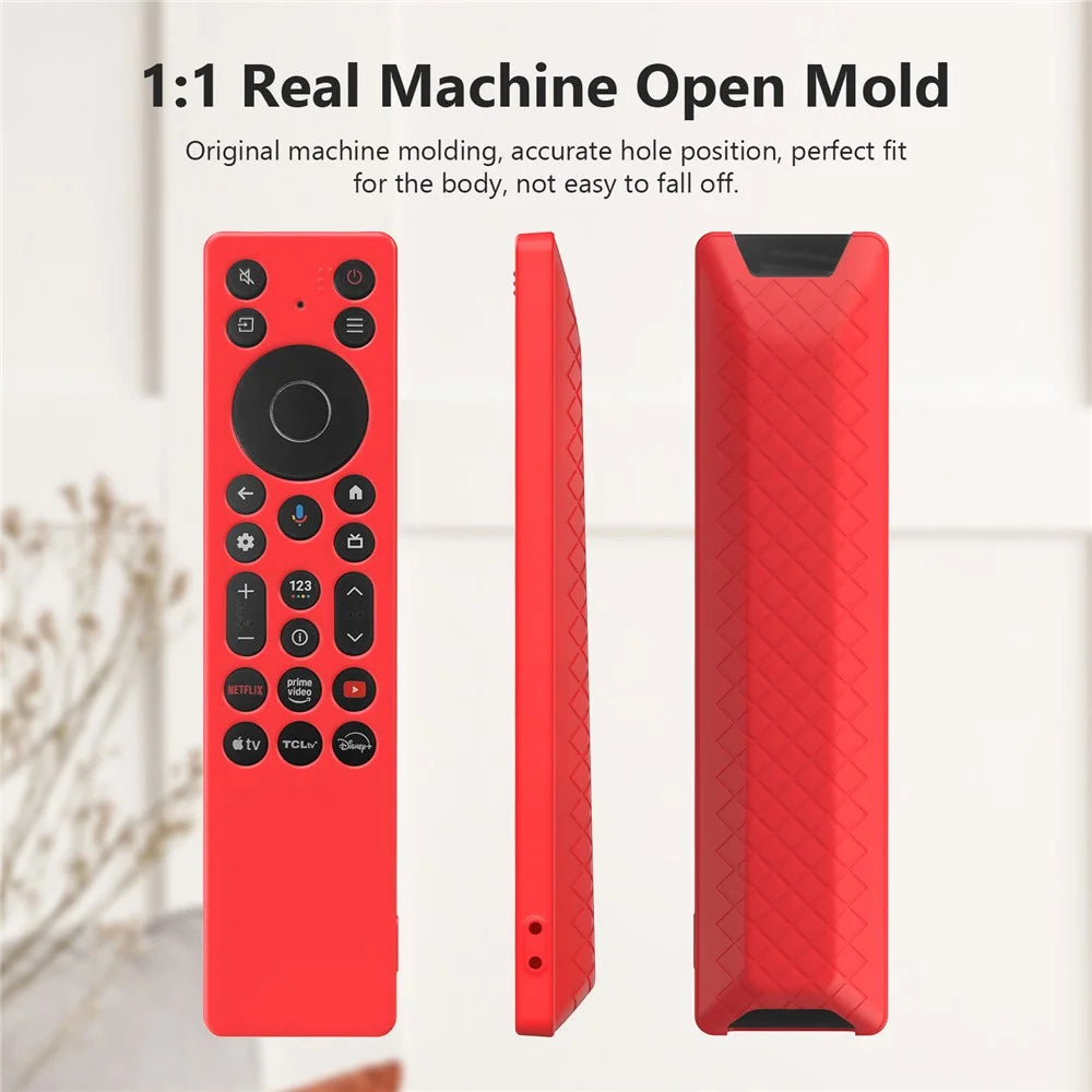 Silicone Case for TCL RC923A  /  RC813A Remote Control Shockproof Anti-slip Diamond Texture Protective Cover - Red - 5