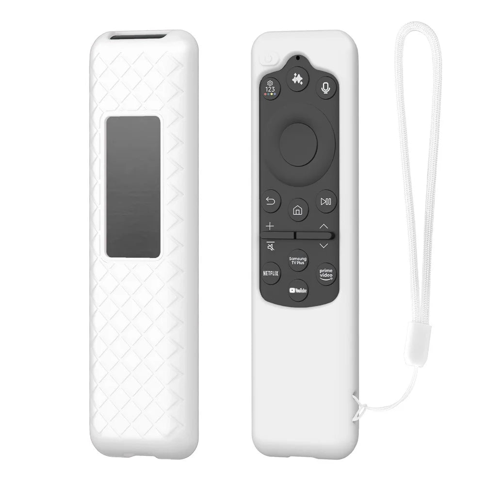 Silicone Case for Samsung BN59-01432A  /  BN59-01432J  /  BN59-01480L Remote Control Shockproof Anti-slip Protective Cover with Lanyard - White - 1