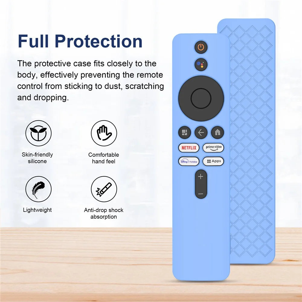 Silicone Case for Xiaomi TV Box S (2nd Gen) Remote Control Anti-Drop Shockproof Protective Cover with Lanyard - Luminous Blue - 2