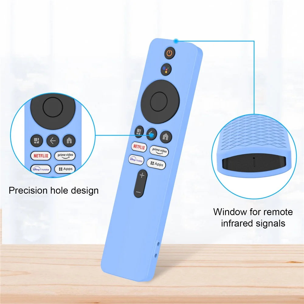 Silicone Case for Xiaomi TV Box S (2nd Gen) Remote Control Anti-Drop Shockproof Protective Cover with Lanyard - Luminous Blue - 3