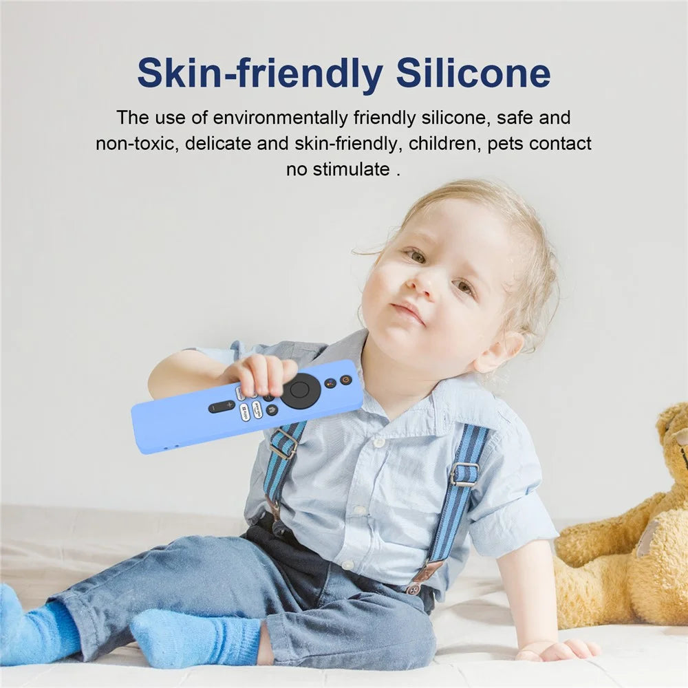 Silicone Case for Xiaomi TV Box S (2nd Gen) Remote Control Anti-Drop Shockproof Protective Cover with Lanyard - Luminous Blue - 4