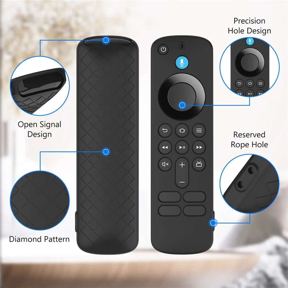 Silicone Case for Amazon Fire TV Stick HD  /  4K (Newest Model) Remote Control Diamond Texture Shockproof Protective Cover - White - 3