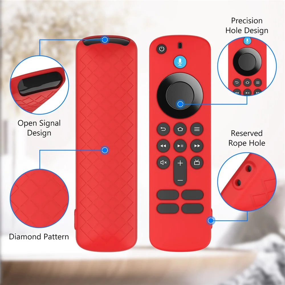 Silicone Case for Amazon Fire TV Stick HD  /  4K (Newest Model) Remote Control Diamond Texture Shockproof Protective Cover - White - 7
