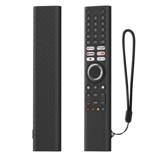 For Xiaomi XMRM-P3 TV Remote Control Silicone Case Shockproof Anti-Dust Full Protection Cover with Lanyard - Black - 1
